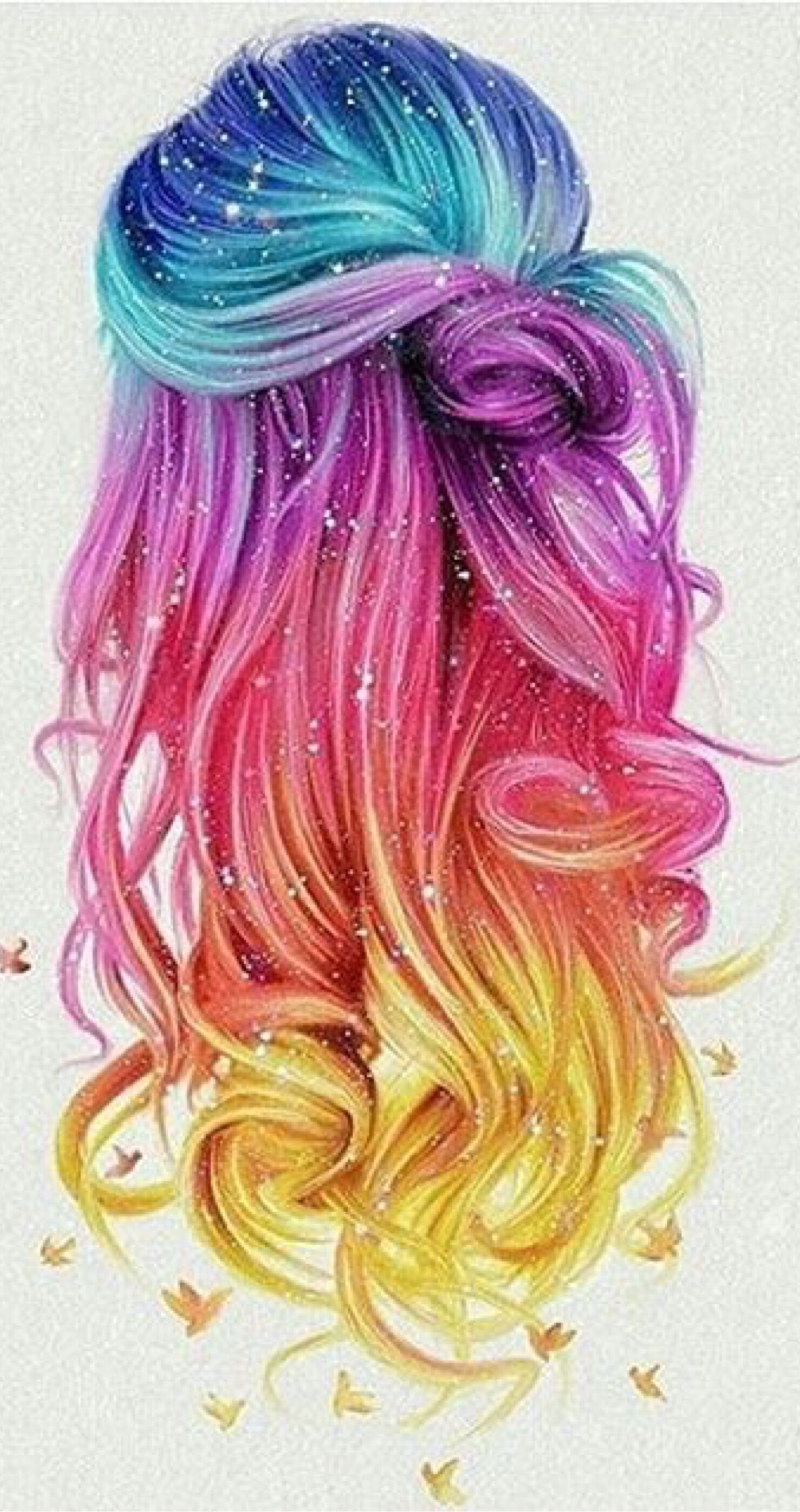 Волосы нарисованные яркие